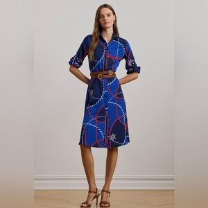 Lauren Ralph Lauren Women's Rope-Print Crepe Shirtdress